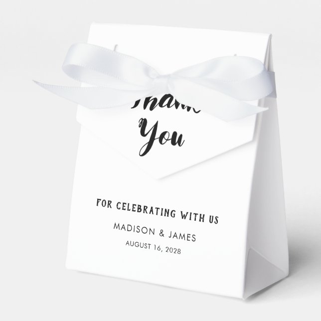 Modern Simple Chic Script Thank You Wedding Favour Box (Front Side)