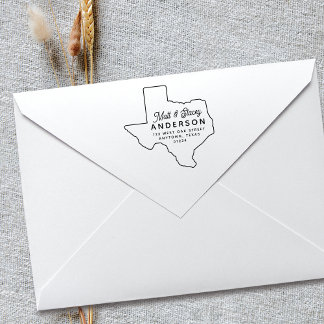 Modern Simple Chic TEXAS State Return Address  Rubber Stamp