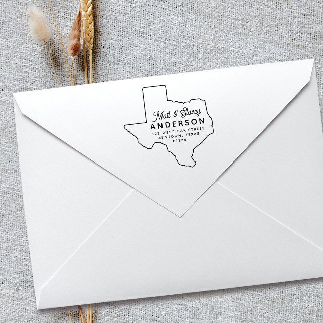 Modern Simple Chic TEXAS State Return Address  Rubber Stamp (Creator Uploaded)