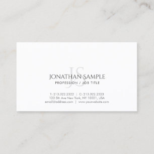 Modern Simple Chic Trendy Monogram Plain Business Card