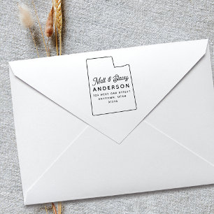 Modern Simple Chic UTAH State Return Address Rubber Stamp