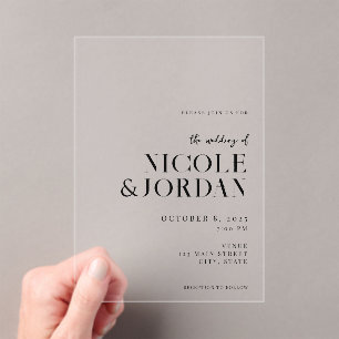 Modern Simple Chic Wedding Acrylic Invitations
