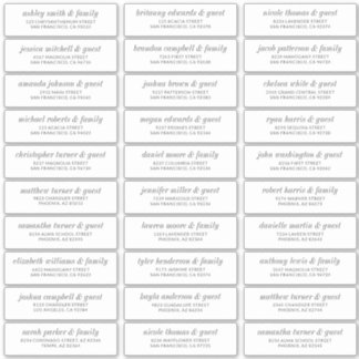 Modern Simple Chic Wedding Guest Names Address