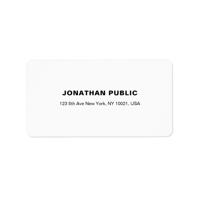 Modern Simple Chic White Plain Creative Address Label (Front)