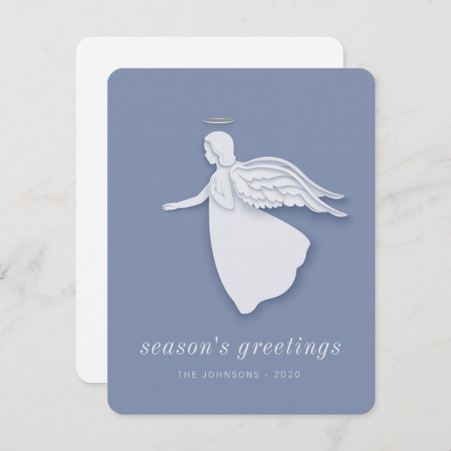 Modern Simple Christmas Angel Holiday Card (Front/Back)