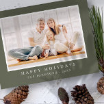 Modern Simple Christmas Custom Photo Holiday Card<br><div class="desc">Design is composed of a simple design with a modern sans serif typography. Add a custom photo,  message,  family name and year.</div>