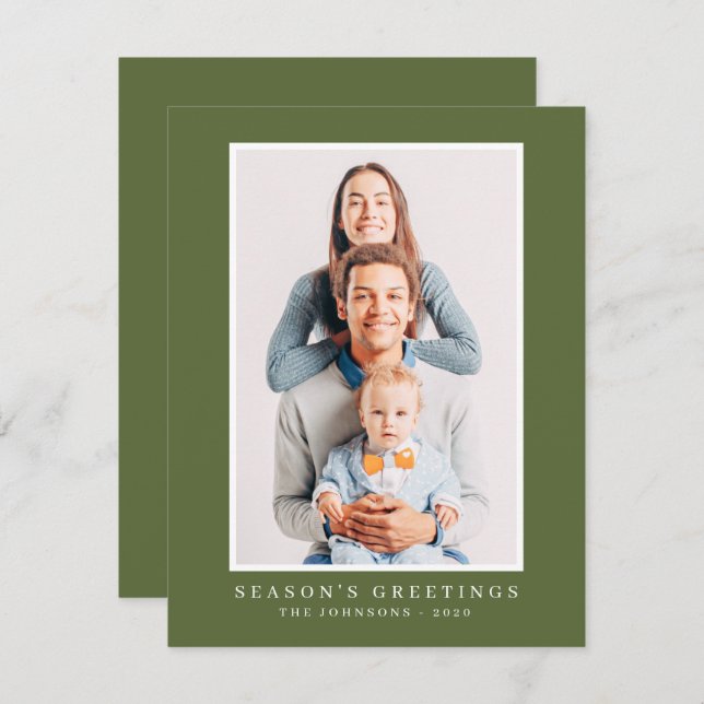 Modern Simple Christmas Custom Photo Holiday Card (Front/Back)