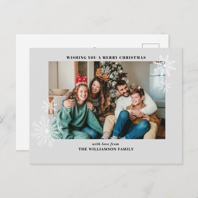 Modern Simple Christmas Family Photo Postcards (Front/Back)