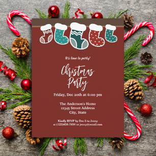 Modern Simple Christmas Stockings Holiday Party Invitation