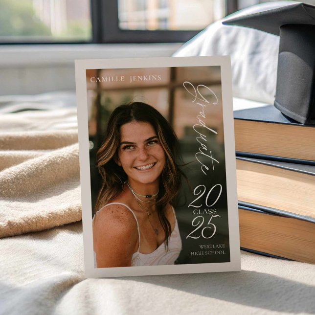 Modern Simple Class 2025 Graduation Announcement (Photo Graduate class 2025 card)