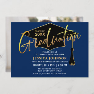 Modern Simple Class of 2021 PHOTO Graduation Party Invitation