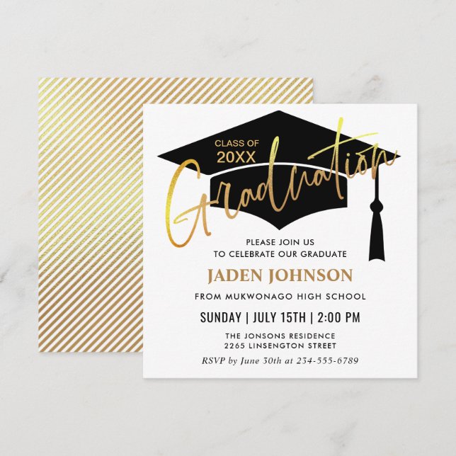 Modern Simple Class of 2024 Graduation Party Invitation (Front/Back)