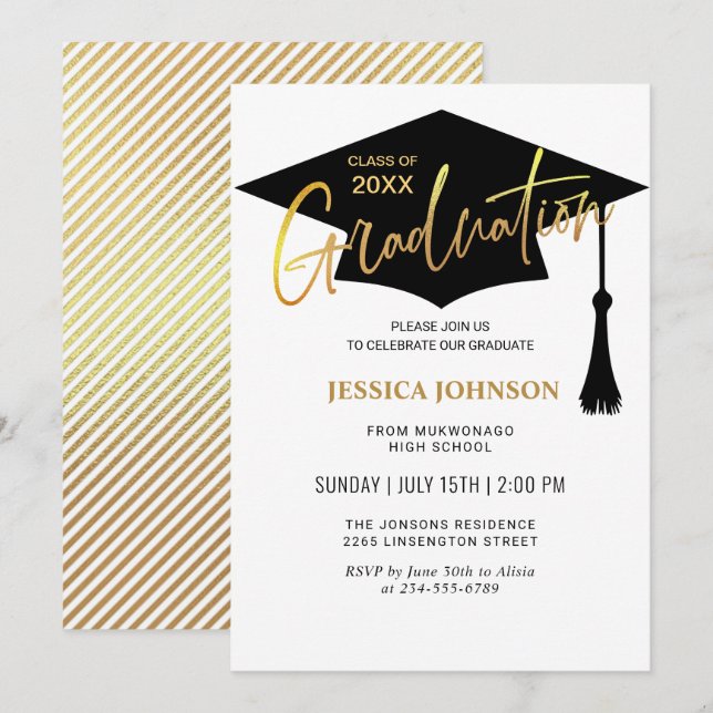 Modern Simple Class of 2024 Graduation Party Invitation (Front/Back)