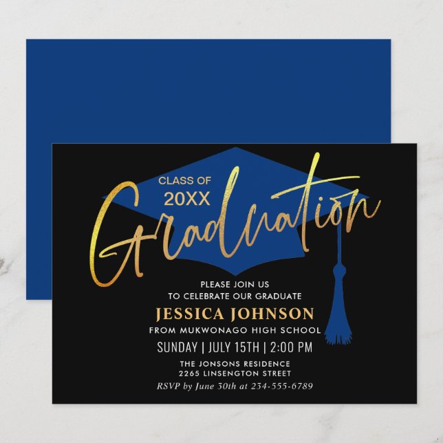 Modern Simple Class of 2024  Graduation Party Invitation (Front/Back)