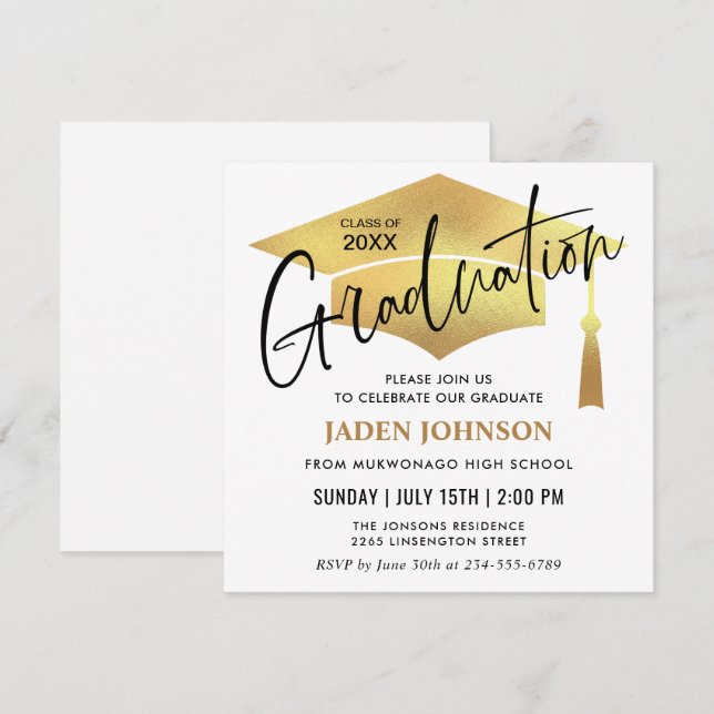 Modern Simple Class of 2024 Graduation Party Invitation (Front/Back)