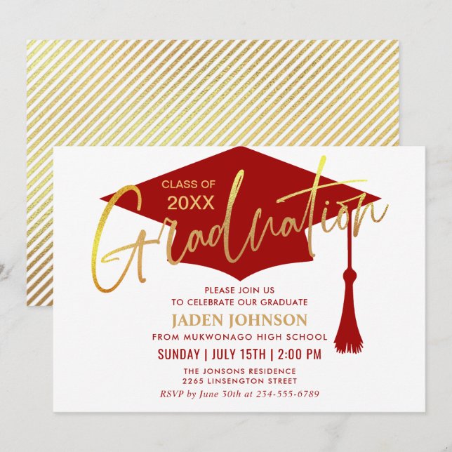 Modern Simple Class of 2024 Graduation Party Invitation (Front/Back)