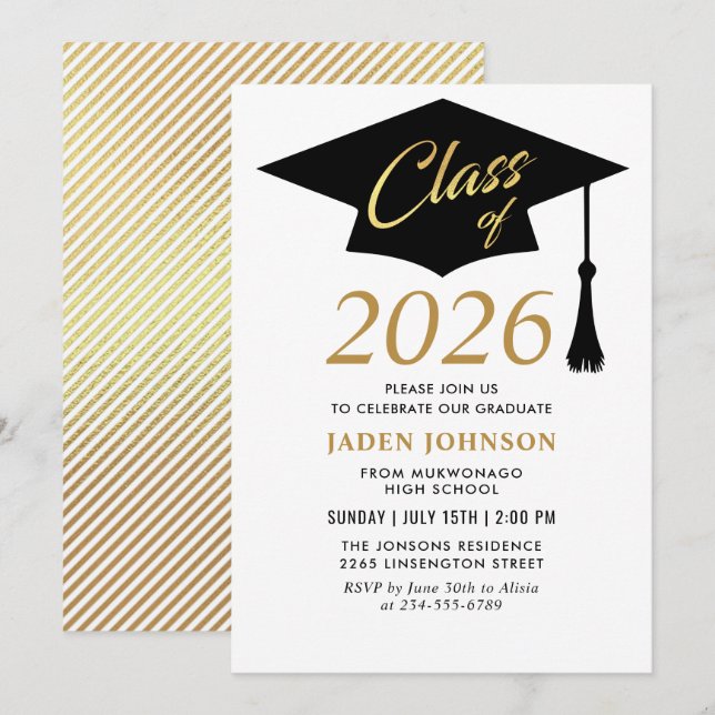 Modern Simple Class of 2025 Graduation Party Invitation (Front/Back)