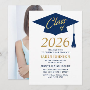 Modern Simple Class of 2025 Photo Graduation Party Invitation