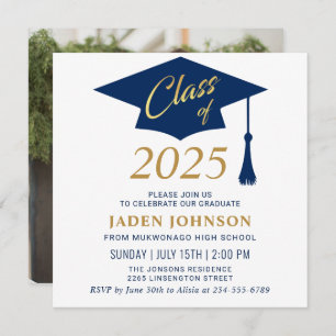 Modern Simple Class of 2025 PHOTO Graduation Party Invitation