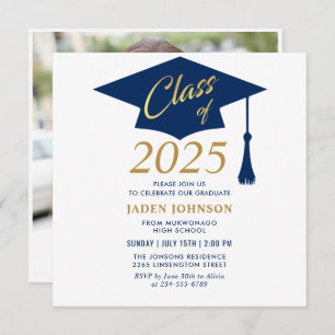 Modern Simple Class of 2025 PHOTO Graduation Party Invitation