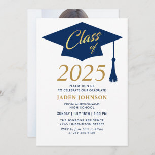Modern Simple Class of 2025 Photo Graduation Party Invitation