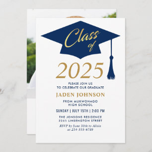 Modern Simple Class of 2025 Photo Graduation Party Invitation