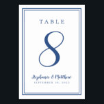 Modern Simple Classic Blue Wedding Customised Table Number<br><div class="desc">A template for any number this simple, minimalist and elegant Wedding Table Number design features a contemporary design with a double frame border in CLASSIC BLUE on a crisp white background. Chic design provides timeless yet modern sophistication. Personalise wedding table design with your name, wedding date and table number in...</div>