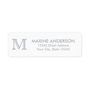Modern Simple Classic Elegant Silver Grey Monogram Return Address Label