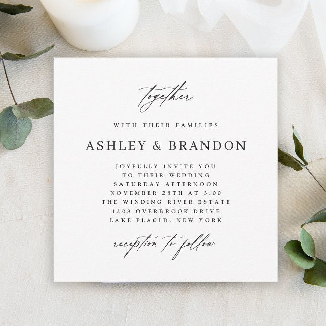 Modern Simple Classic Elegant Square Wedding Invitation (Creator Uploaded)