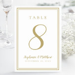 Modern Simple Classic Gold Wedding Customised  Table Number<br><div class="desc">A template for any number this simple, minimalist and elegant Wedding Table Number design features a contemporary design with a double frame border in classic gold tone colour on a crisp white background. Chic design provides timeless yet modern sophistication. Personalise wedding table design with your name, wedding date and table...</div>
