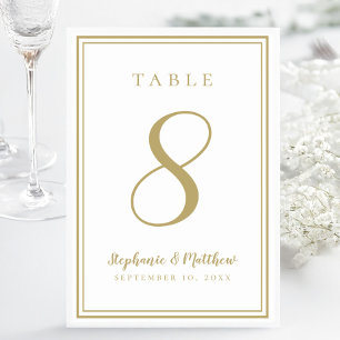 Modern Simple Classic Gold Wedding Customised  Table Number