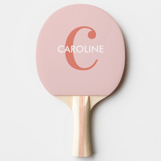 Modern Simple Classic Initial Blush Pink Ping Pong Paddle (Front)