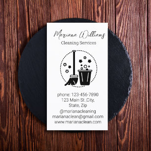 modern simple cleaning services logo white business card