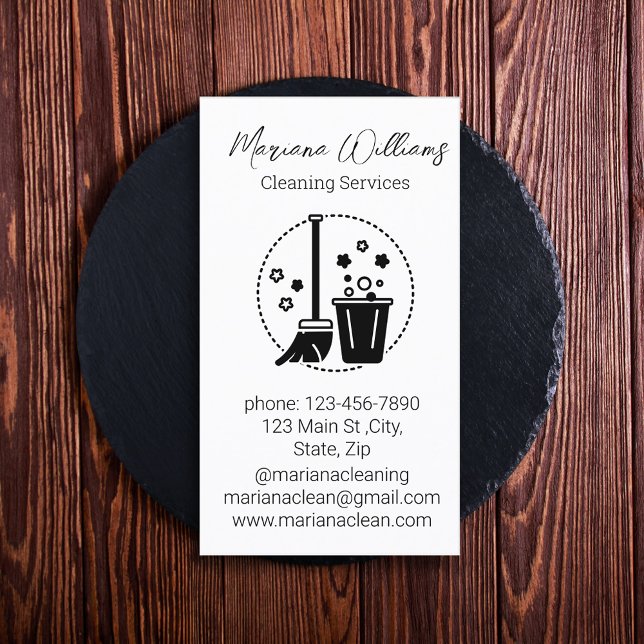 modern simple cleaning services logo  white business card (Creator Uploaded)