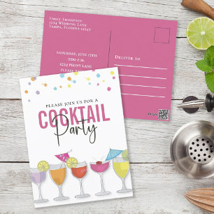 Modern Simple Cocktail Party Minimalist Invitation Postcard