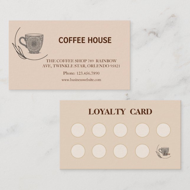 Modern simple coffee Shop Loyalty Card (Front/Back)