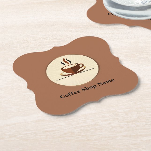 Modern Simple Coffee Shop professional  shop Paper Coaster (Angled)