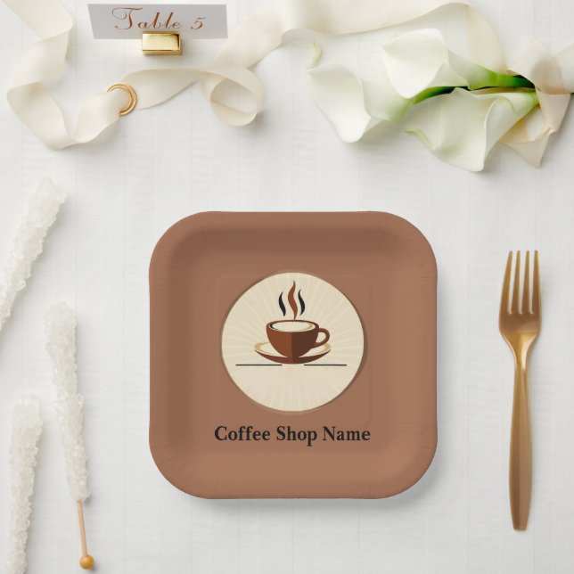 Modern Simple Coffee Shop professional  shop Paper Plate (Wedding)