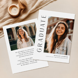 Modern Simple College High School Photo Graduation Announcement