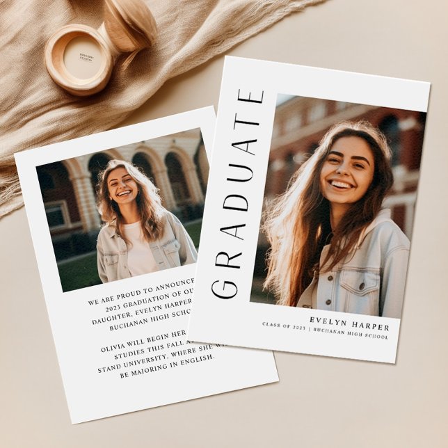 Modern Simple College High School Photo Graduation Announcement (Creator Uploaded)