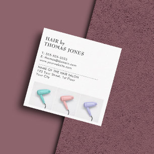 Modern Simple Colourful Hairdryer Hairstylist Square Business Card