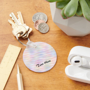 Modern Simple colourful line stripes Pattern Key Ring