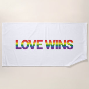 Modern, simple, colourful, vibrant design Love Win Beach Towel