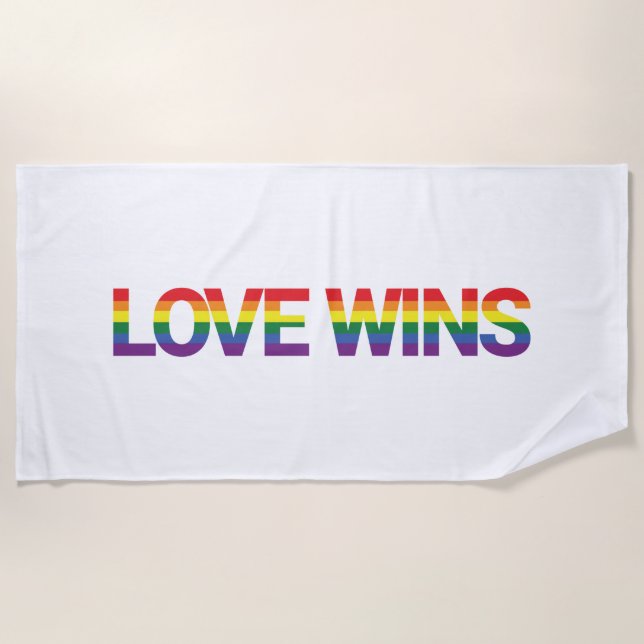 Modern, simple, colourful, vibrant design Love Win Beach Towel (Front)