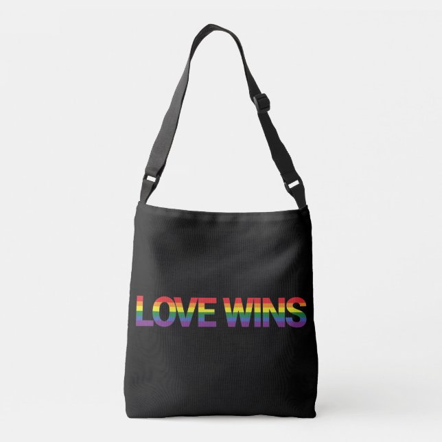 Modern, simple, colourful, vibrant design Love Win Crossbody Bag (Back)