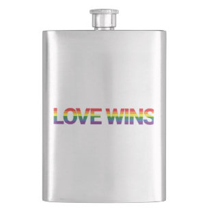 Modern, simple, colourful, vibrant design Love Win Hip Flask