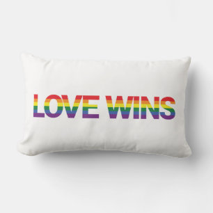 Modern, simple, colourful, vibrant design Love Win Lumbar Cushion