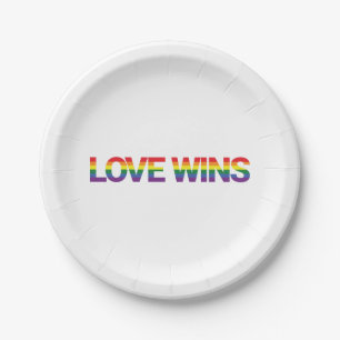 Modern, simple, colourful, vibrant design Love Win Paper Plate