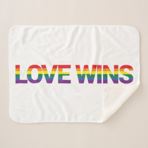 Modern, simple, colourful, vibrant design Love Win Sherpa Blanket