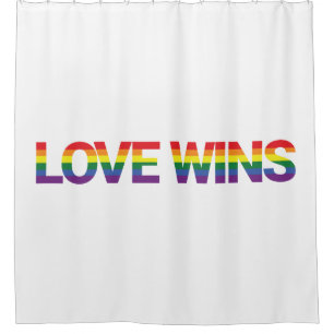 Modern, simple, colourful, vibrant design Love Win Shower Curtain